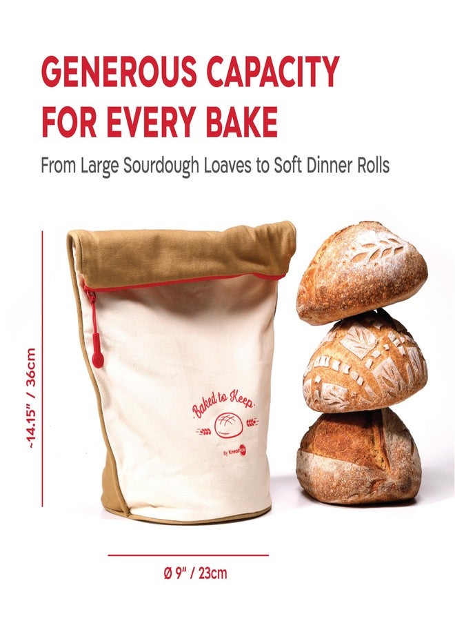 KNEADACE Bread Bags for Homemade Bread -Stylish Sourdough Bread Storage with Roll-Top Design, 100% Cotton & Food-Safe Lining, Eco-Friendly, Gift For Bakers & Home Bakers (2 Pack) - Image 5